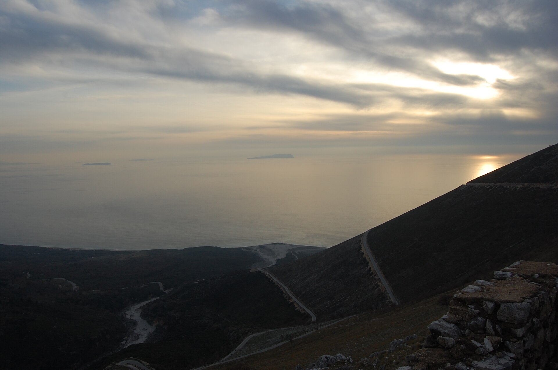View from Llogara Pass above Albania's southern Riviera