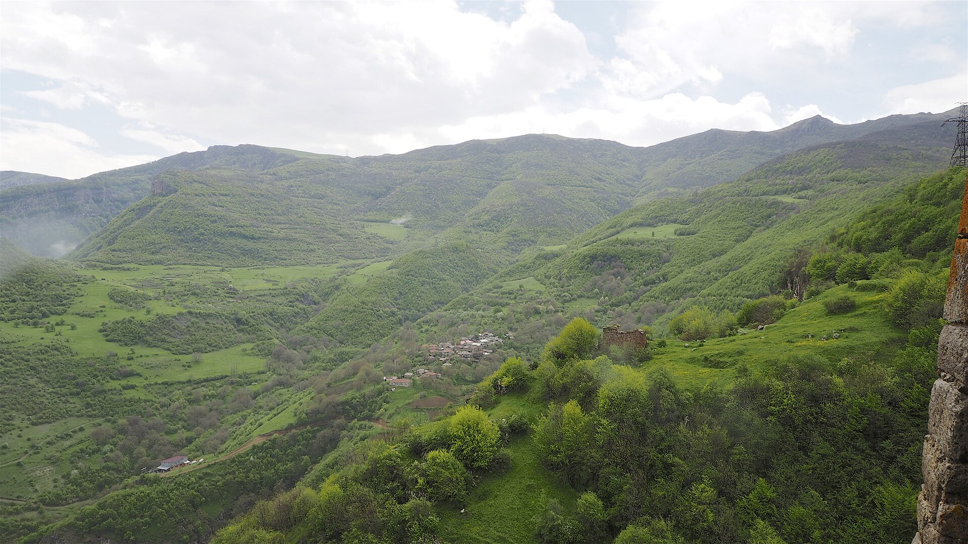 Green Vorotan valley viewed from the Tatev Monastery area in southern Armenia