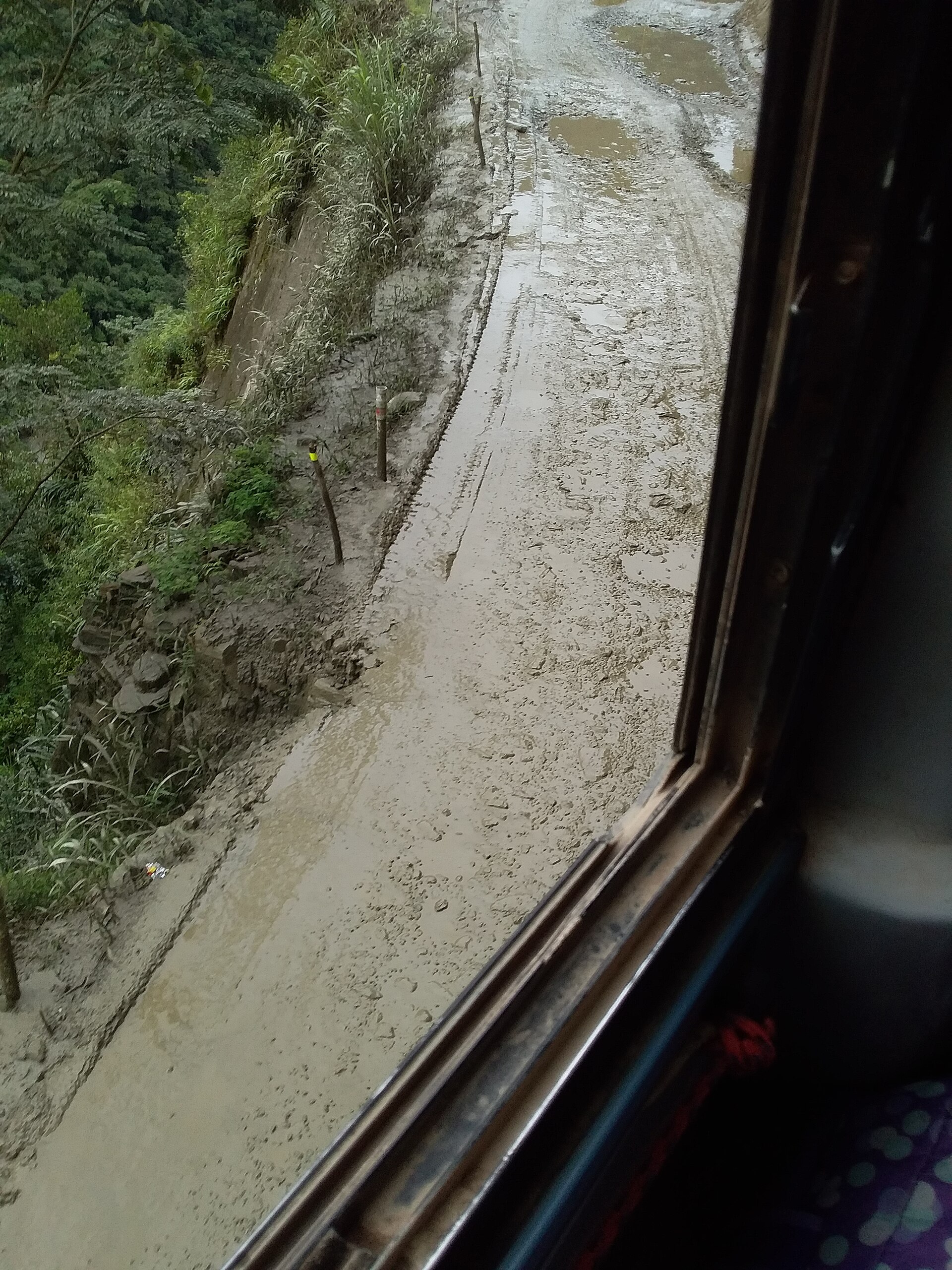 Narrow mountain road on Bolivia's North Yungas Death Road