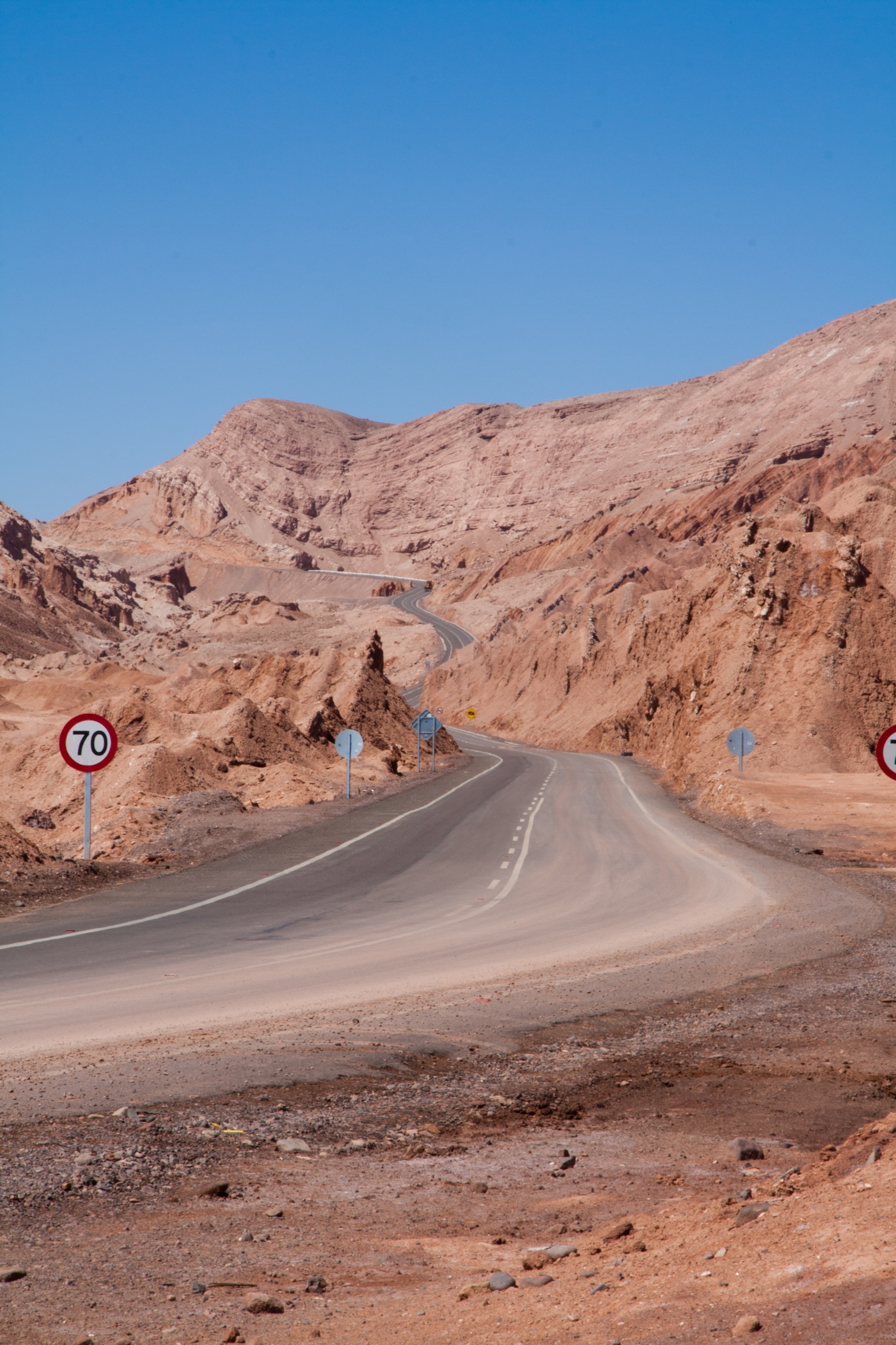 Ruta 23-CH climbing through the Cordillera de la Sal near San Pedro de Atacama