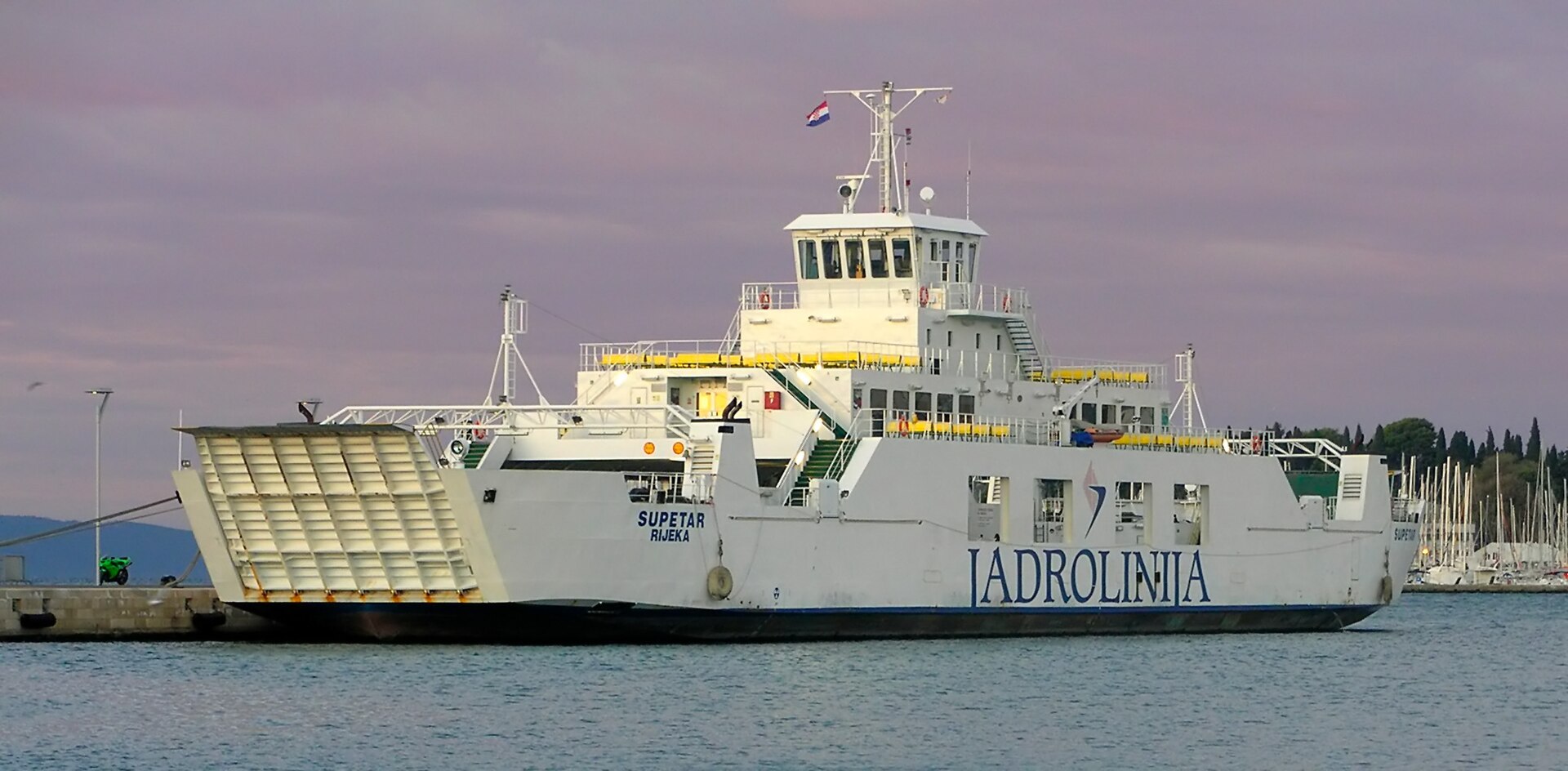 Jadrolinija car ferry approaching Supetar in Croatia
