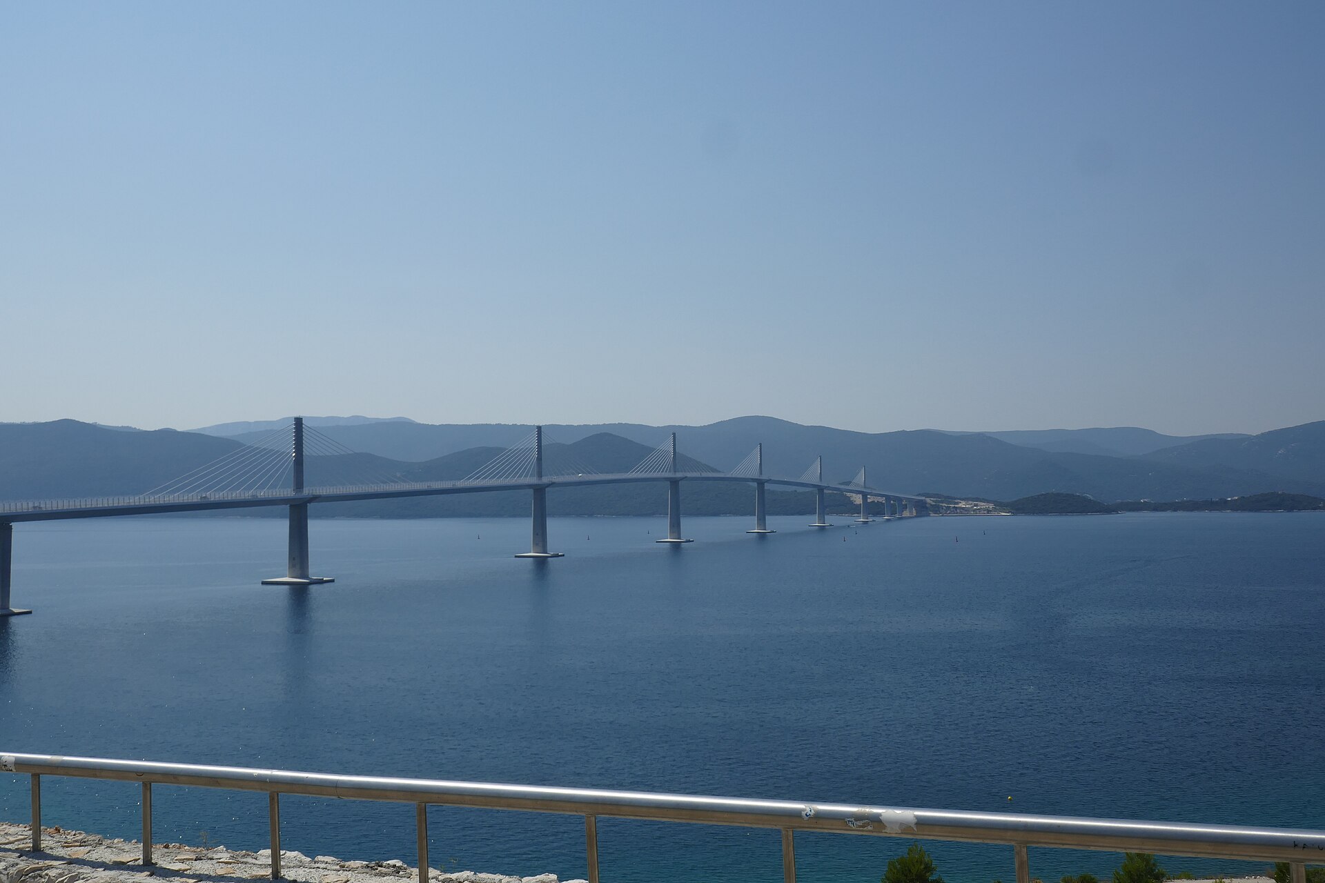 Pelješac Bridge over the Bay of Mali Ston in southern Croatia