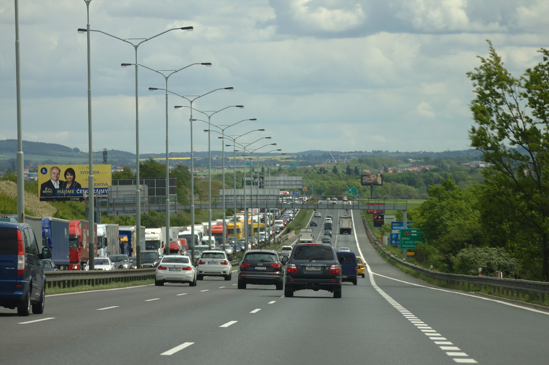 D1 motorway near Pruhonice in the Czech Republic