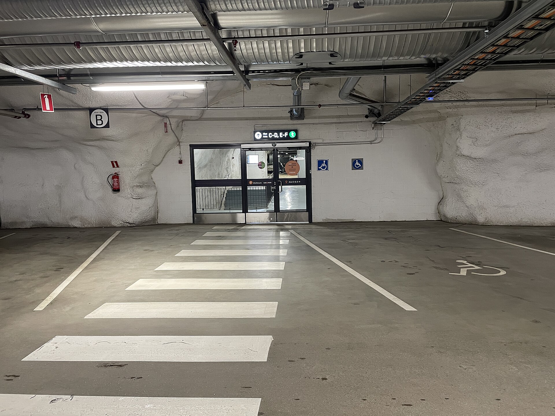 Cars parked inside the City Forum garage in Helsinki