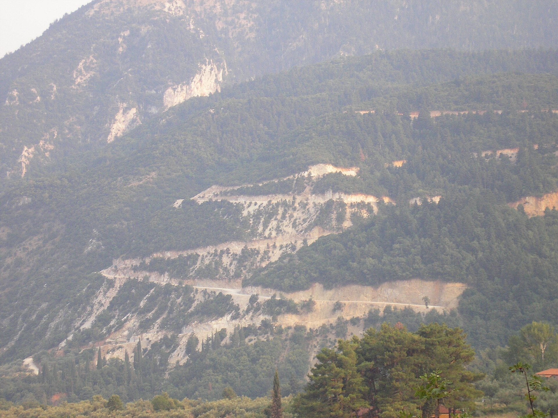 Winding mountain road near Vergadeika in Laconia, Greece