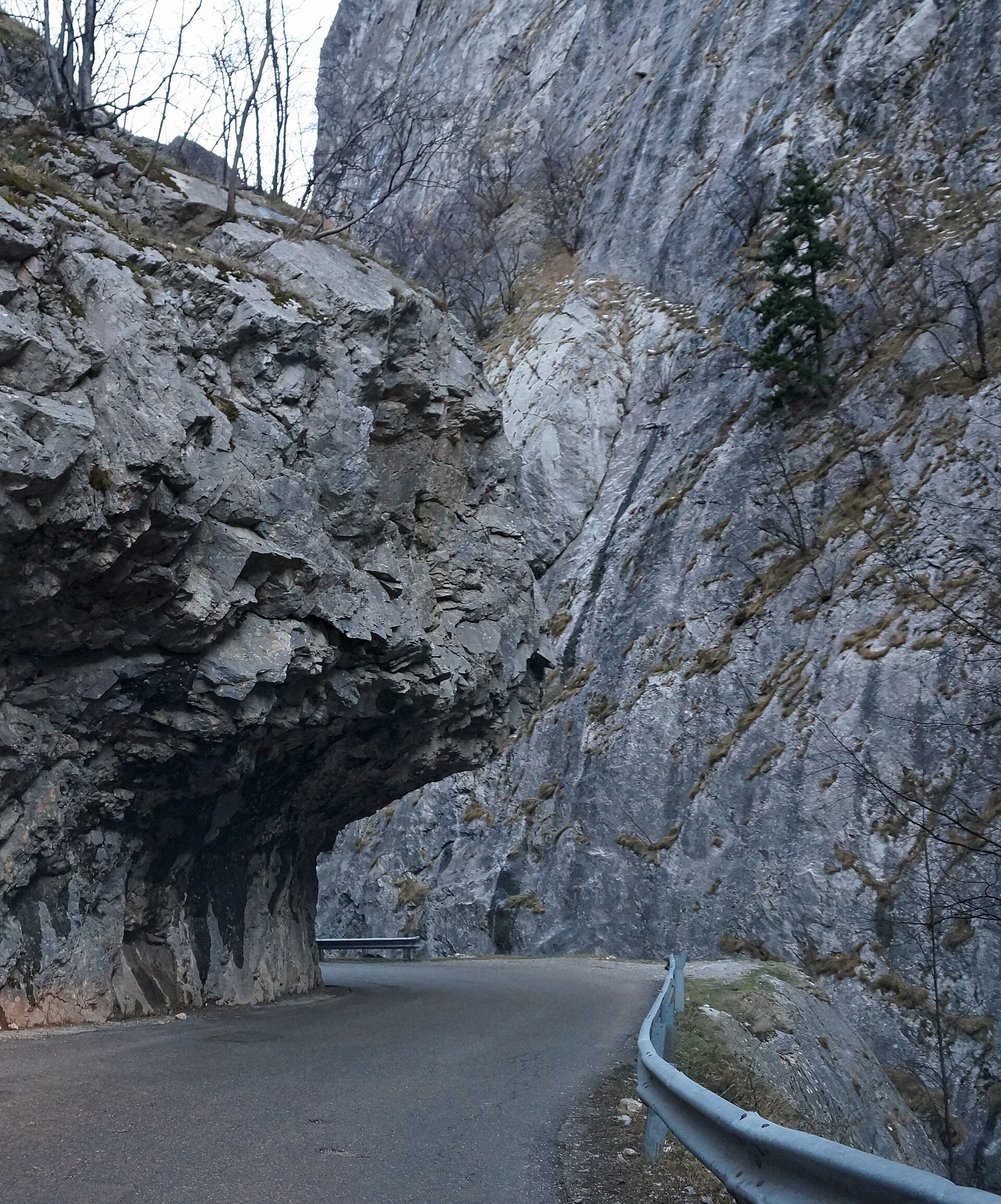 A narrow road winding through Rugova Canyon in western Kosovo