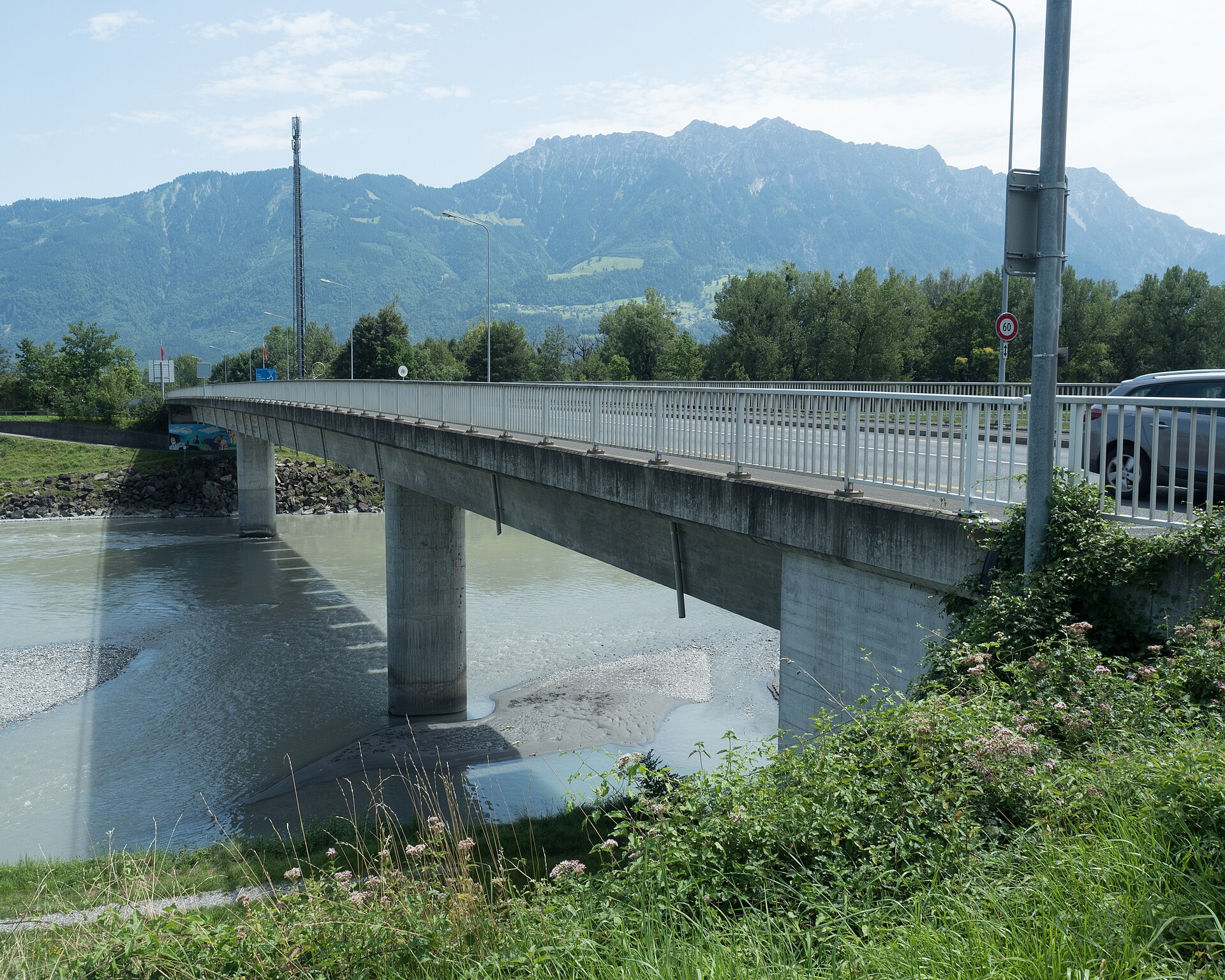 The Rhine bridge between Haag in Switzerland and Bendern in Liechtenstein