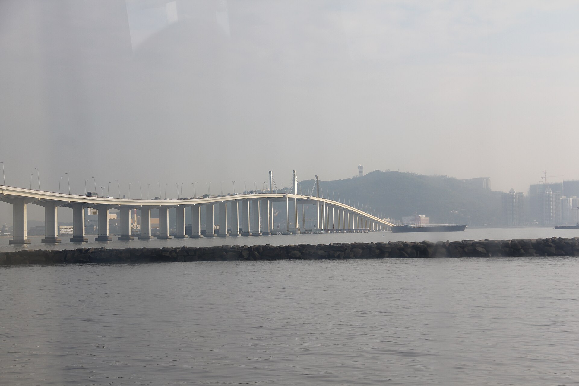 Macao Friendship Bridge over the water