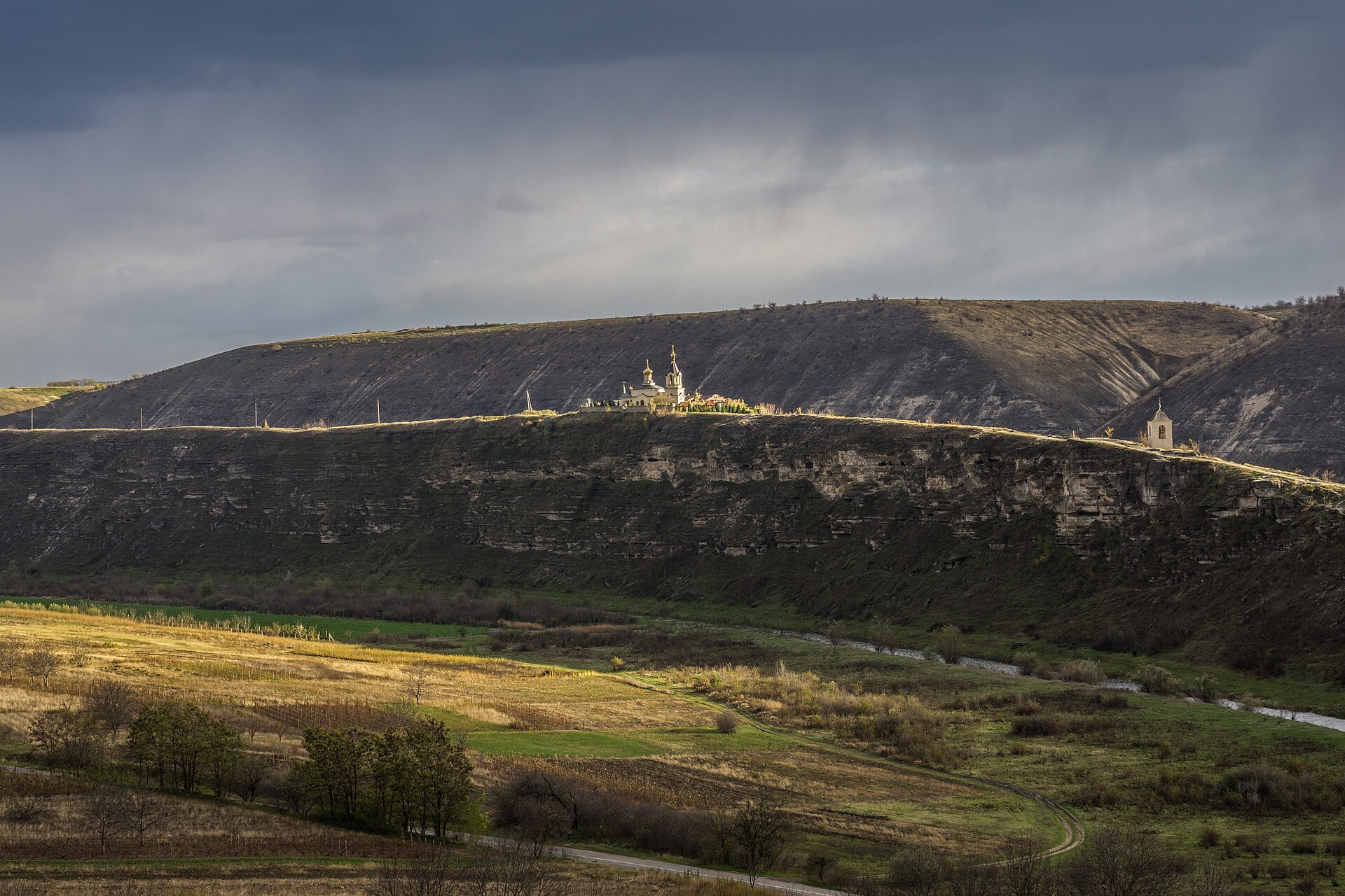 Dramatic limestone landscape in the Orheiul Vechi area of Moldova