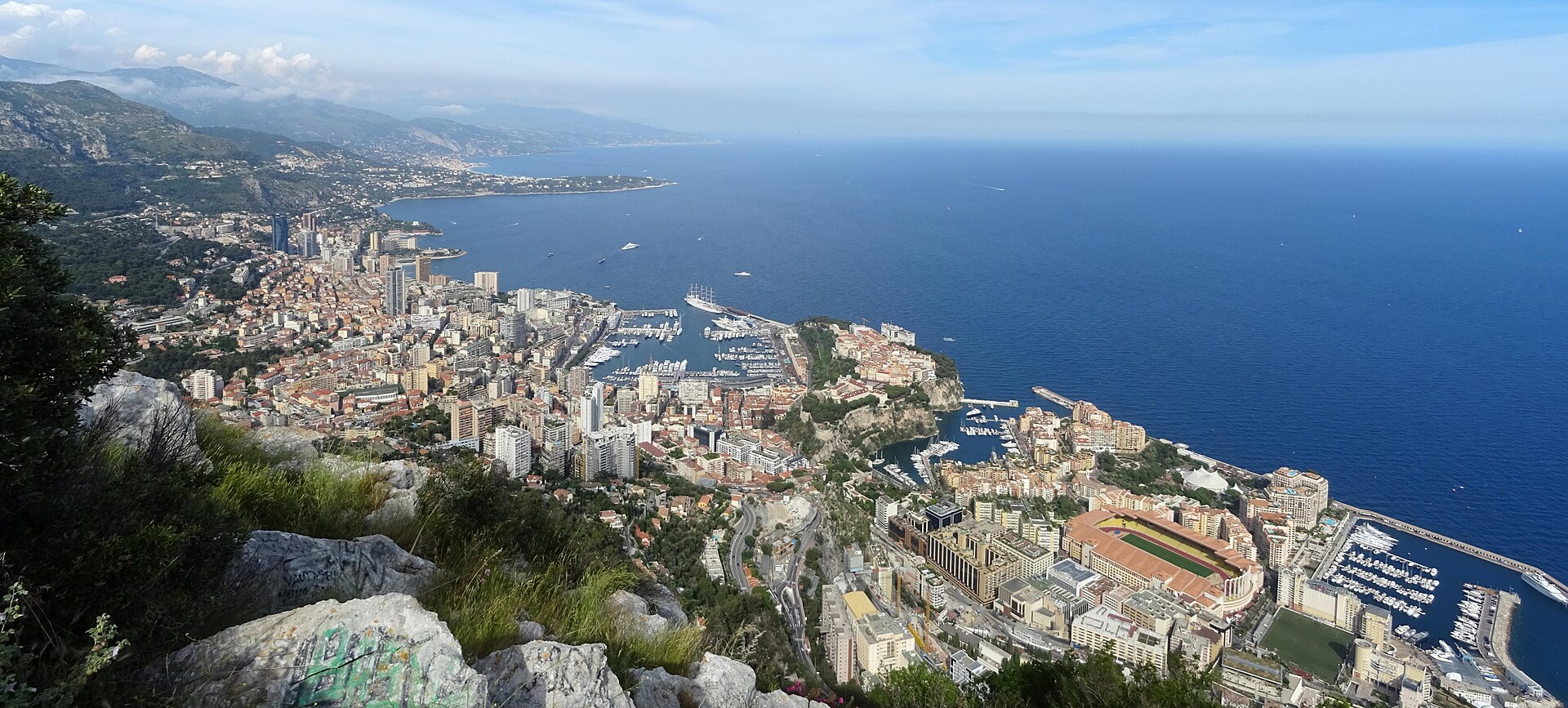Panorama of Monaco seen from Tête de Chien in the French approach area