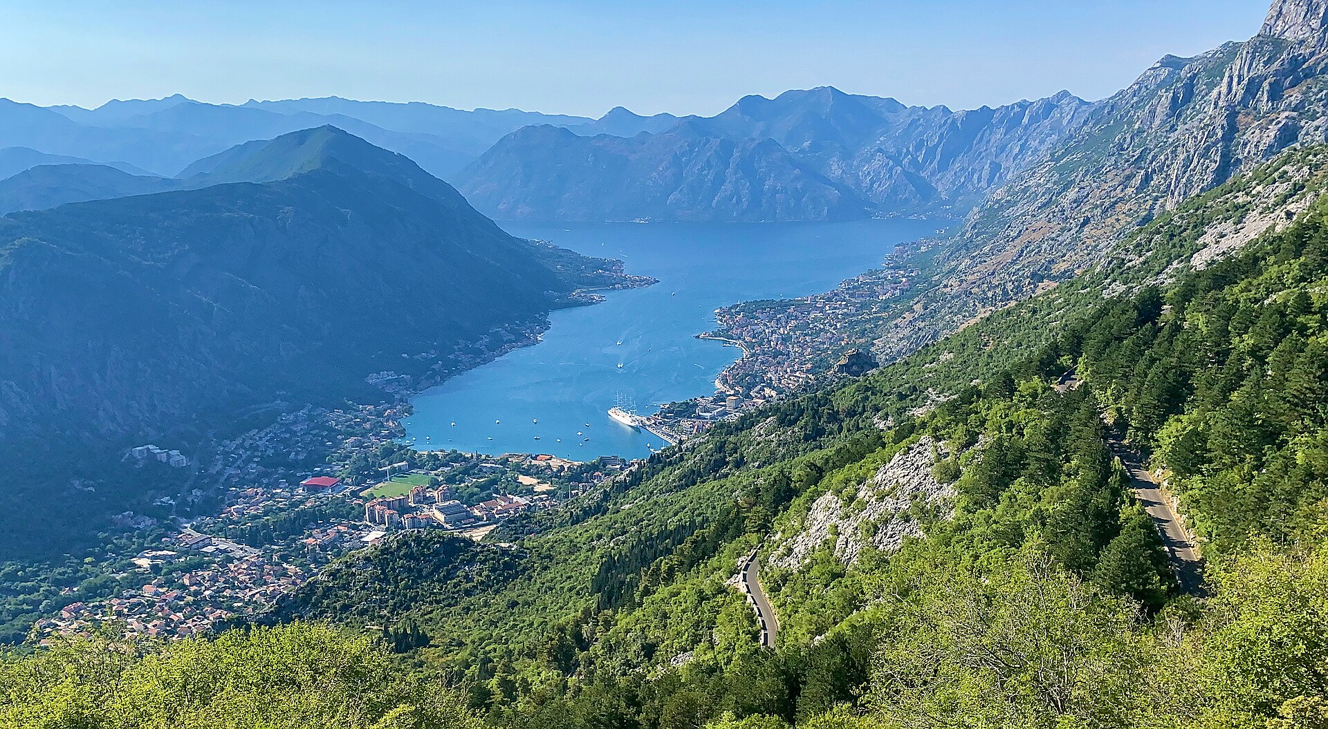 Bay of Kotor viewed from the coastal road in Montenegro
