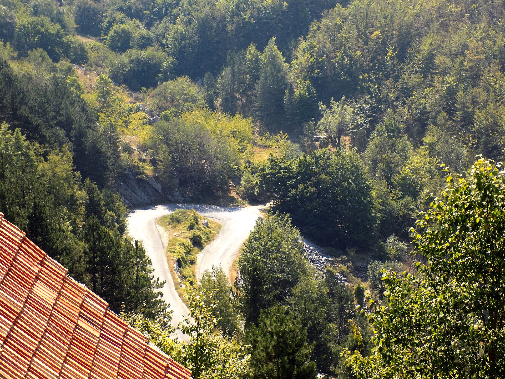 Hairpin road on the old Kotor to Njeguši route in Montenegro