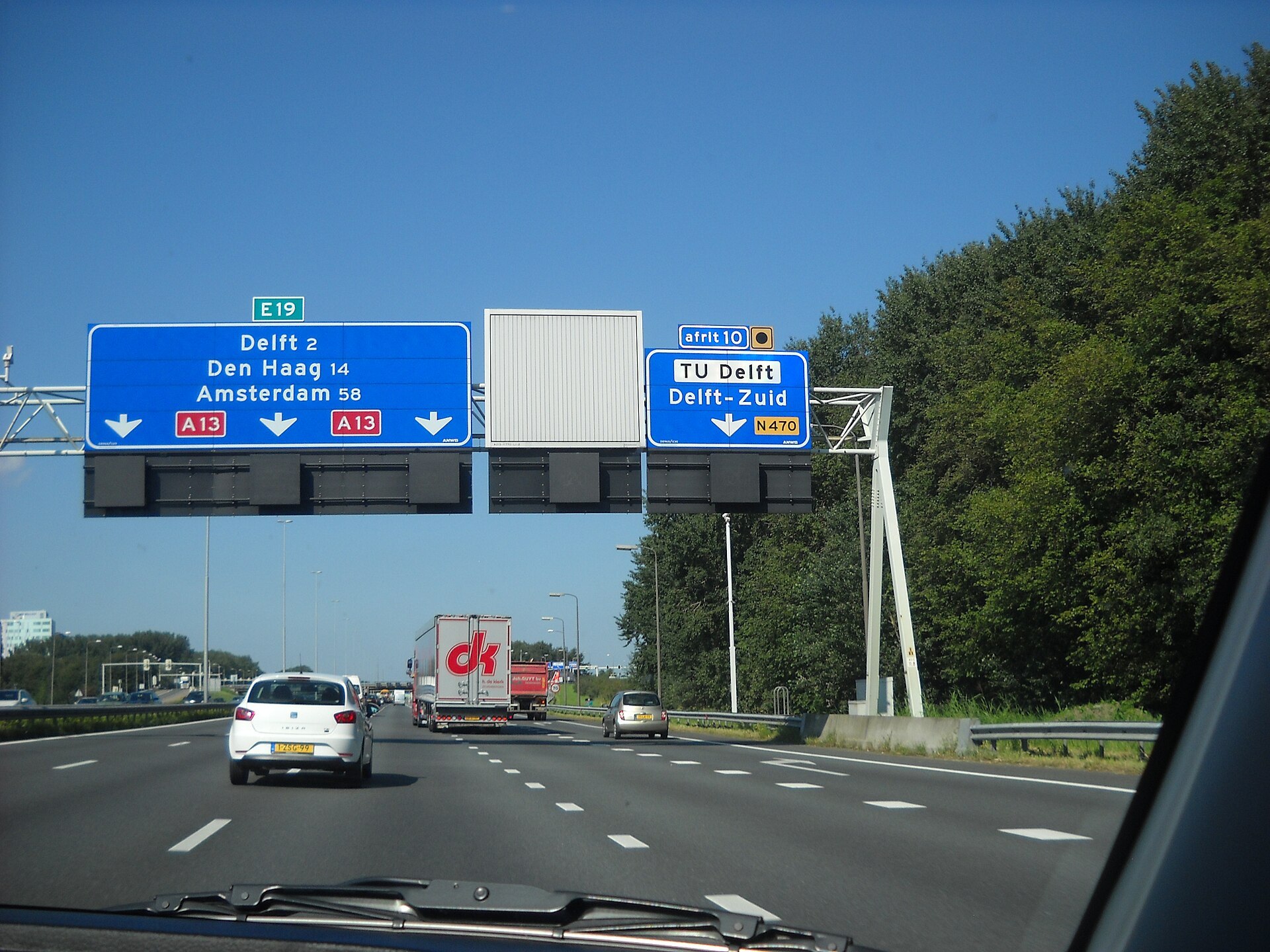 Traffic on the A13 Dutch motorway