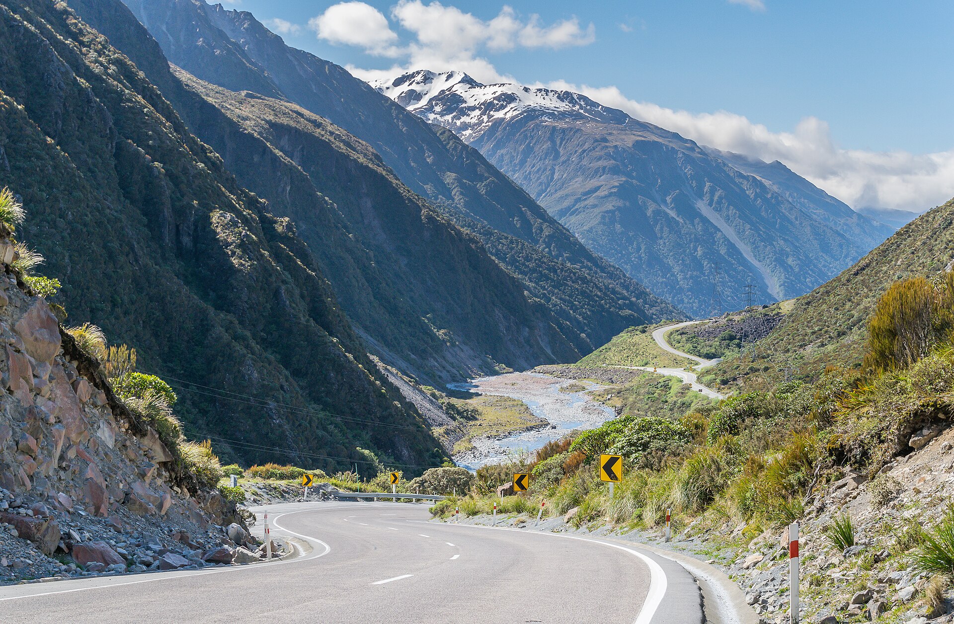 State Highway 73 winding through Arthur's Pass National Park
