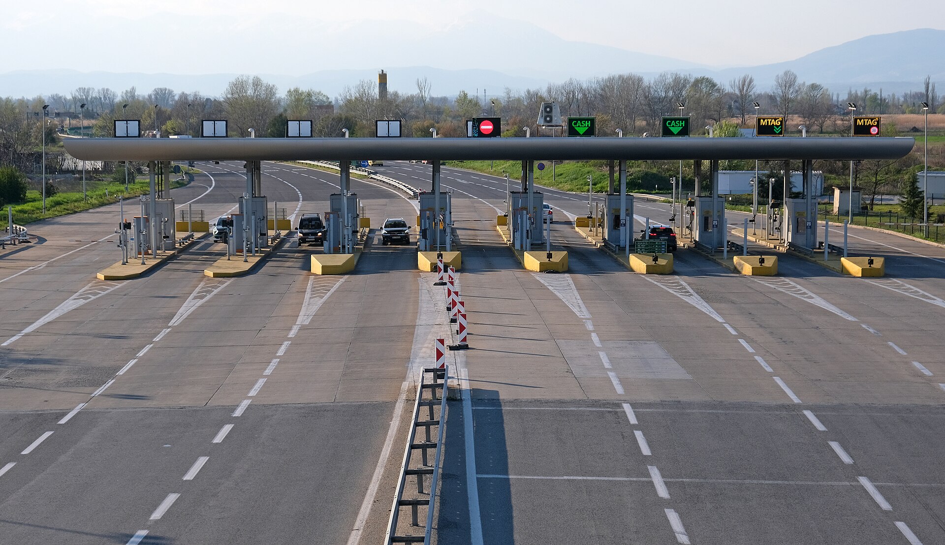 Petrovec motorway toll station near Skopje in North Macedonia