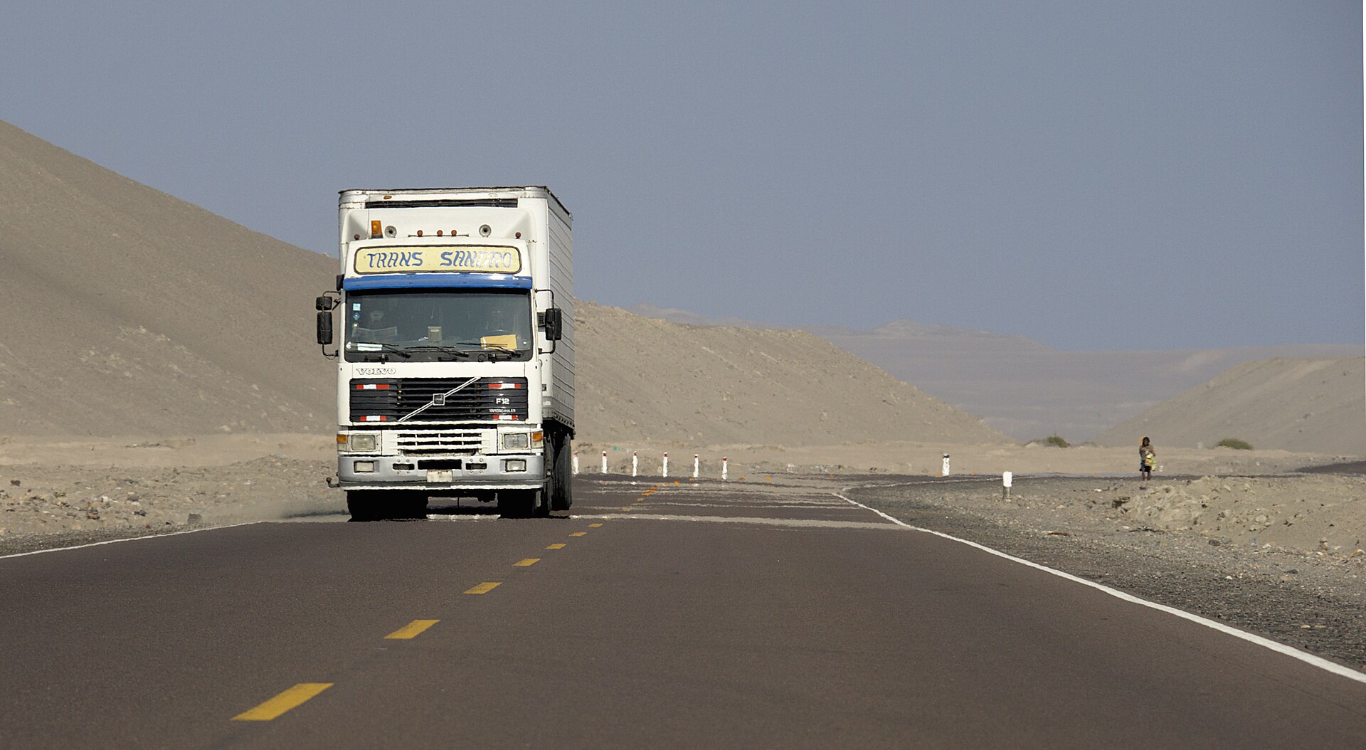 Volvo truck on the Pan-American Highway near Puerto de Lomas, Peru