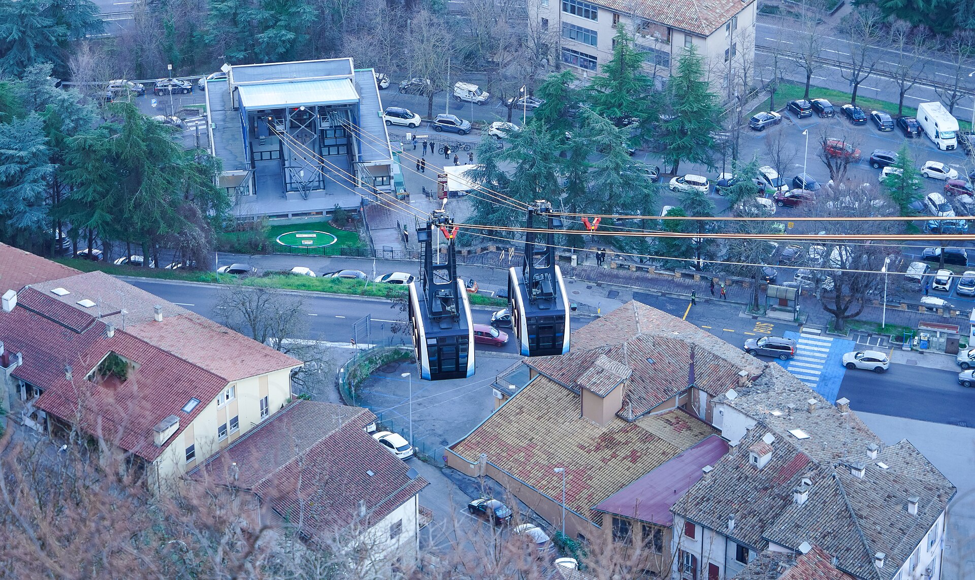 San Marino cable cars at the Borgo Maggiore station
