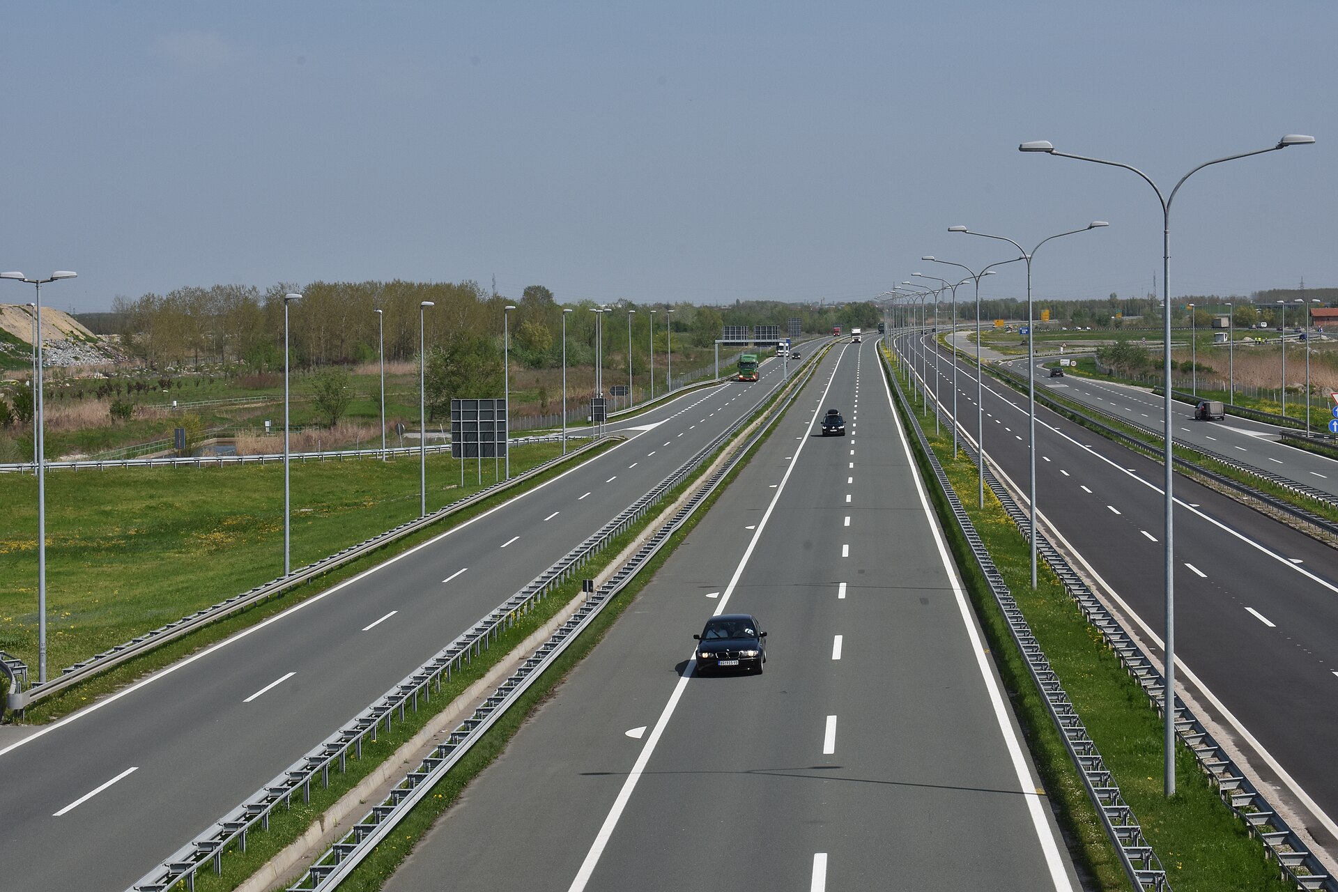 The A1 motorway and access road near Novi Sad in Serbia