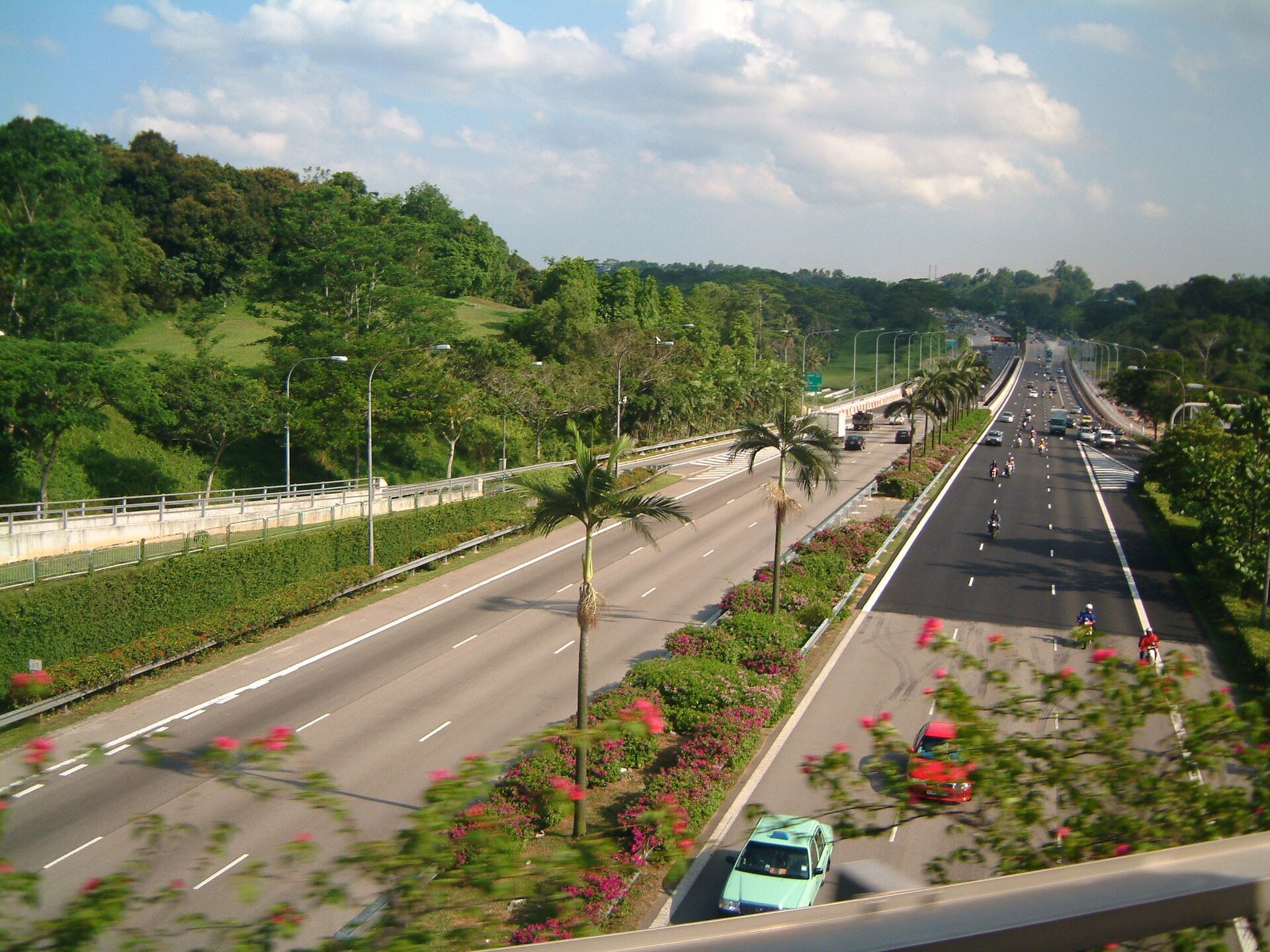 Bukit Timah Expressway in Singapore looking toward the Pan Island Expressway