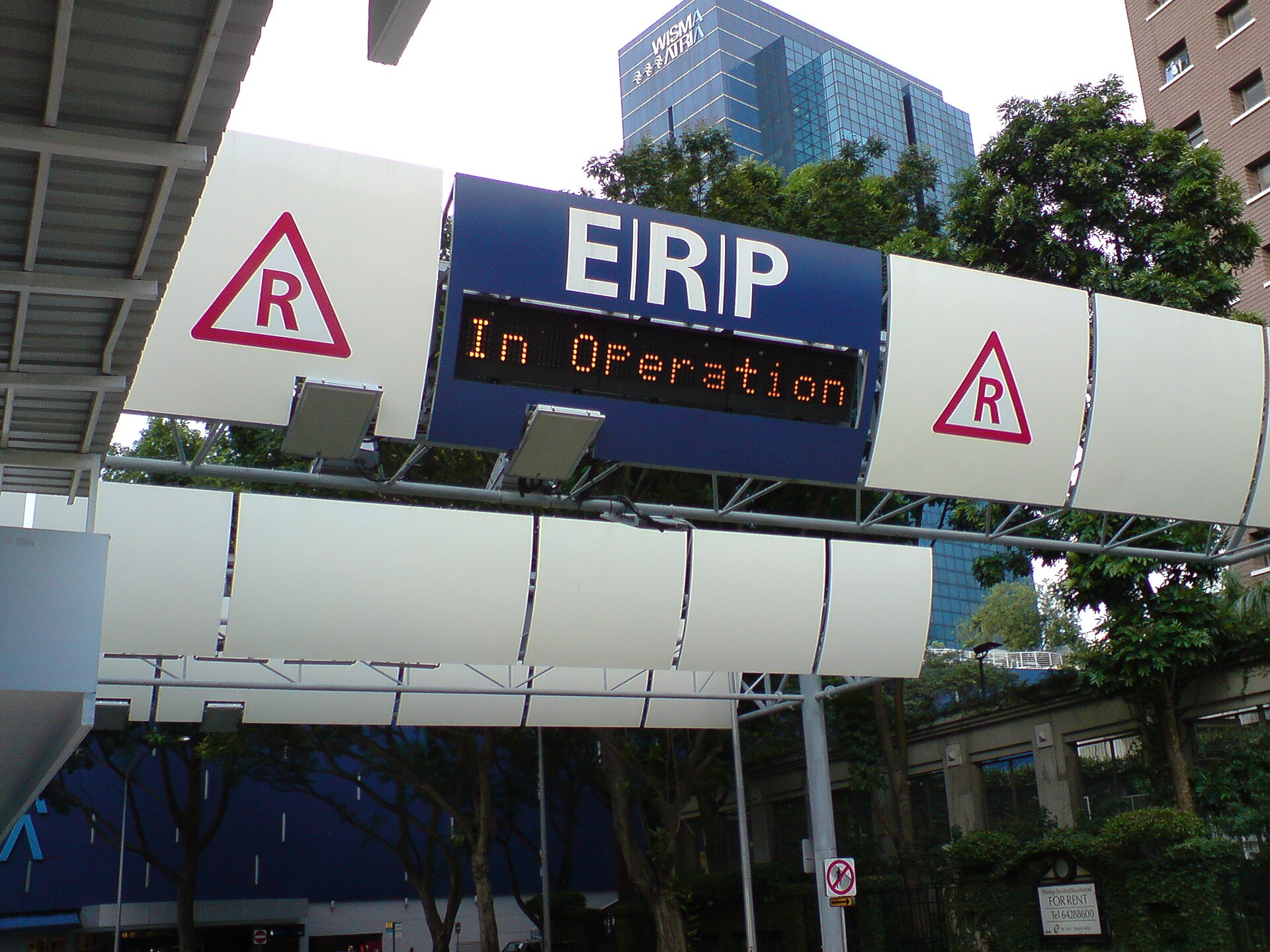 Electronic Road Pricing gantry over a Singapore road