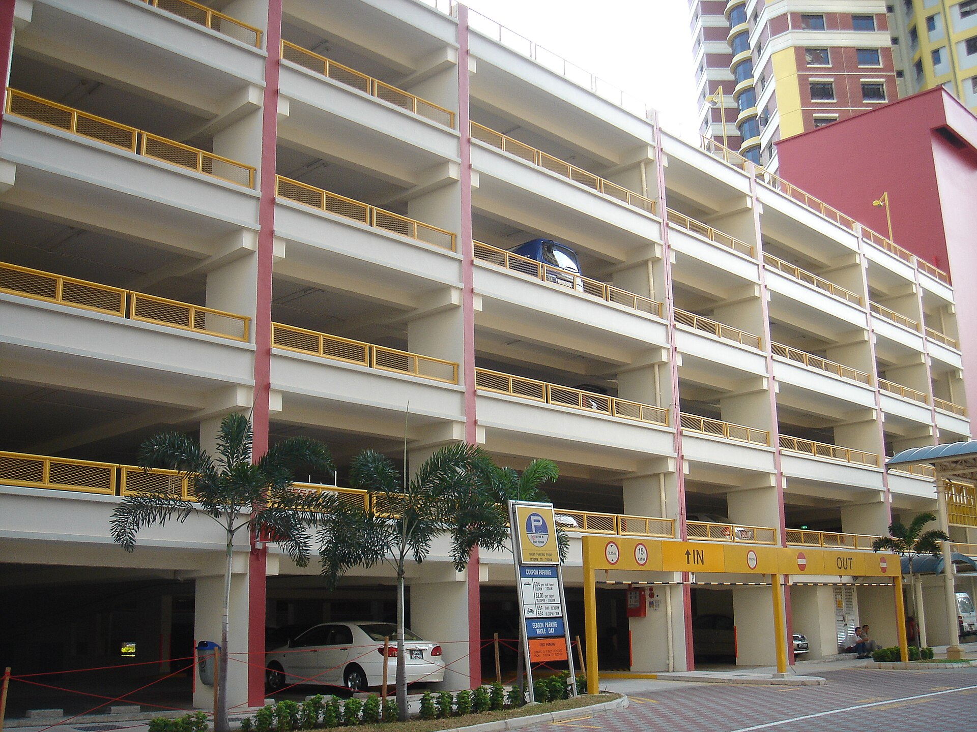 Multi-storey car park in a Singapore HDB estate