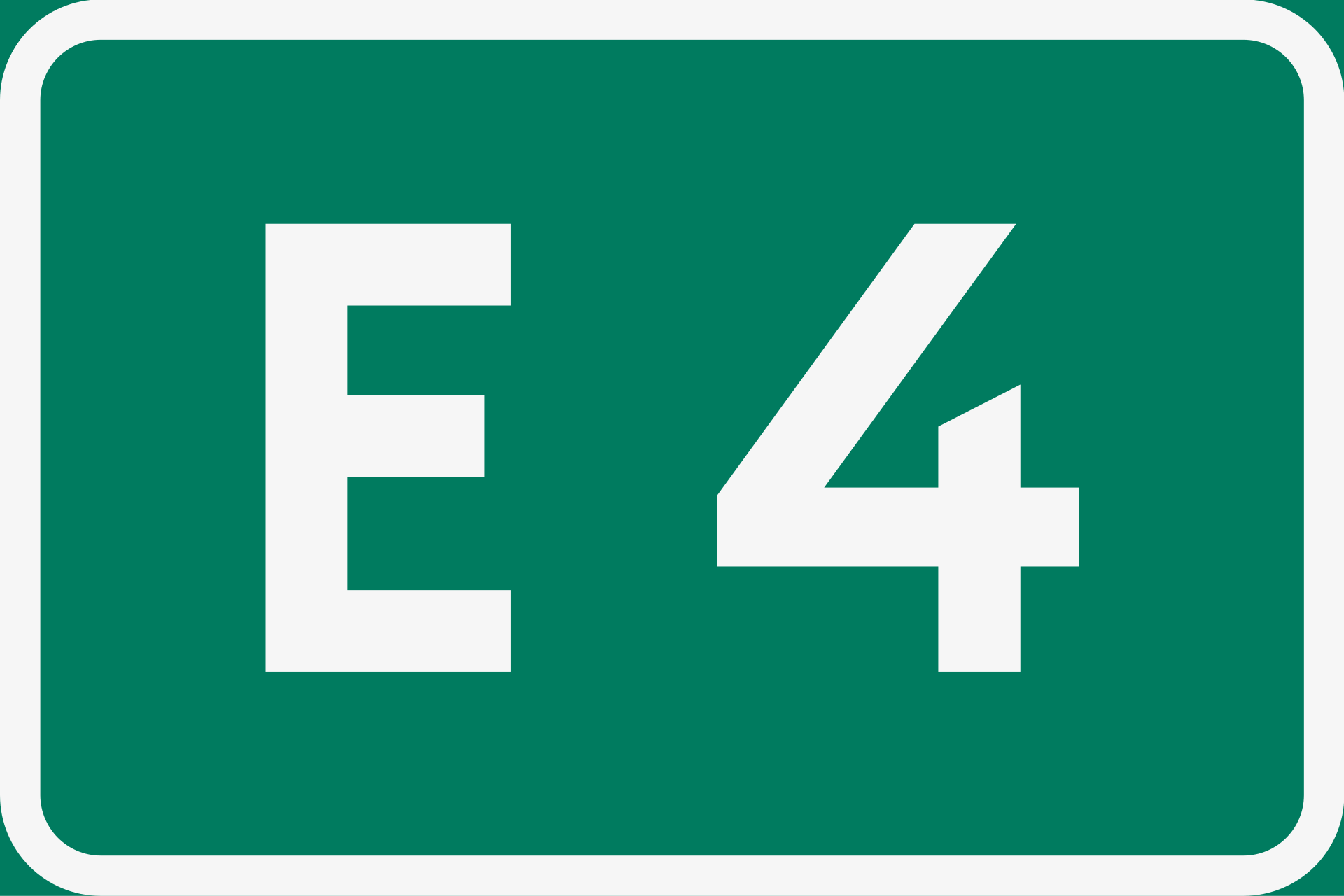Swedish green E4 European route sign
