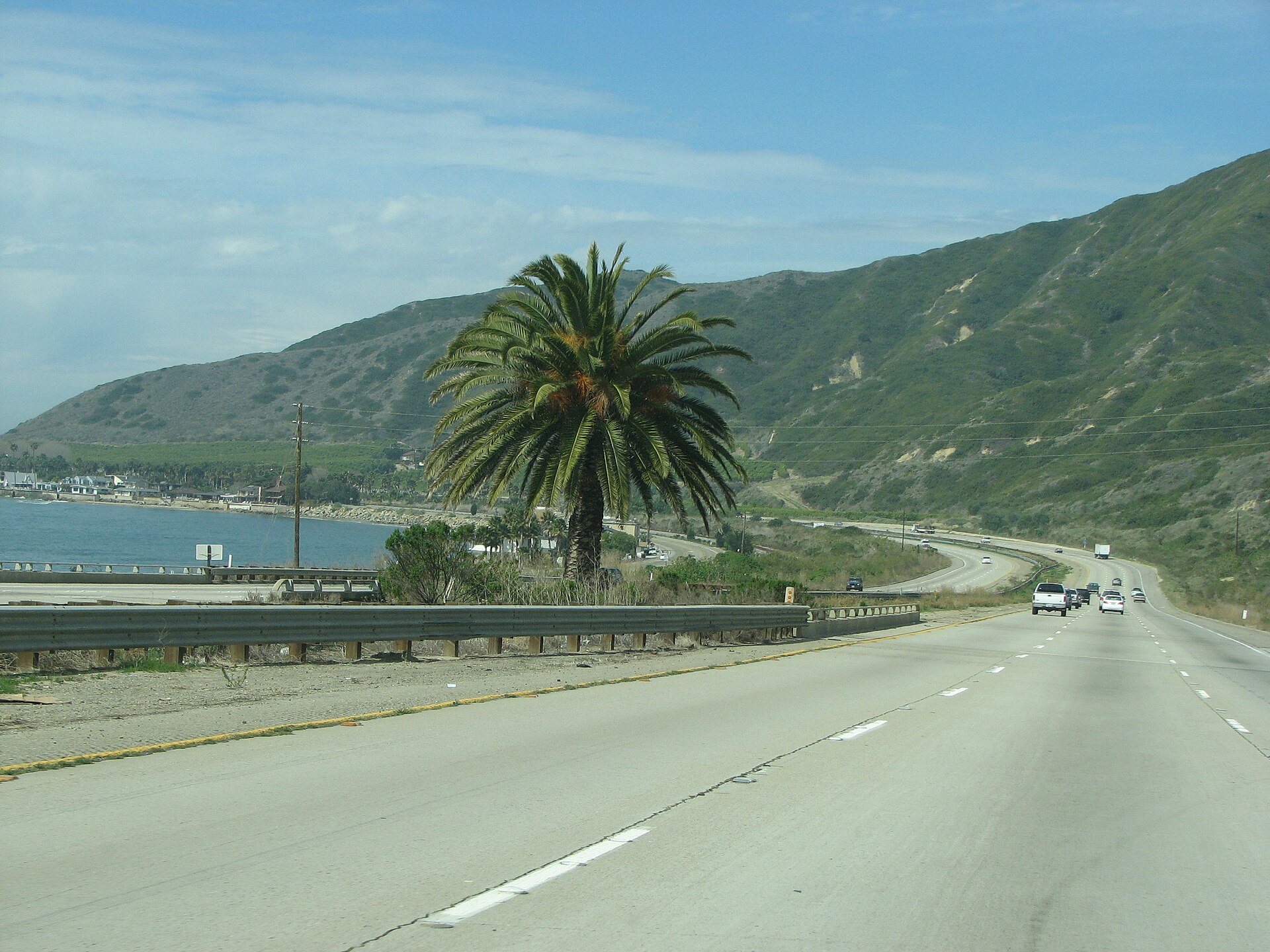 California Pacific Coast Highway beside the coast and mountains near Malibu