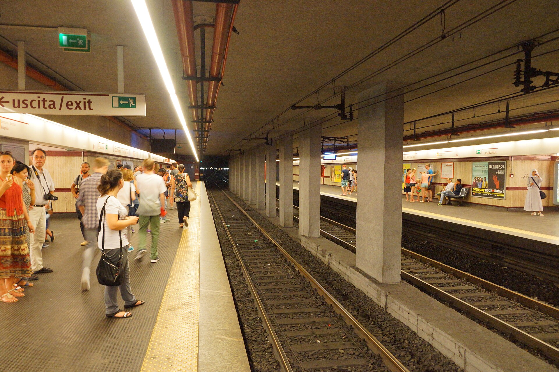 Platforms at Ottaviano Metro station in Rome near Vatican City